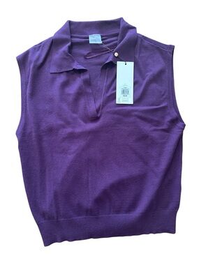 Calia Sleeveless Polo Sweater in Deep Purple